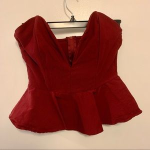 AKIRA Red Label Peplum Strapless Top
